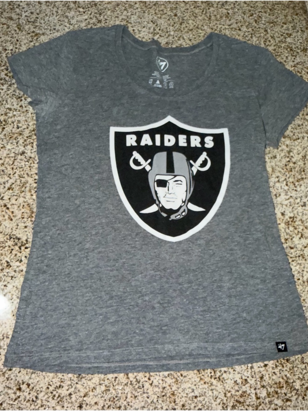 47 Womenโs Gray Raiders Shield Short-Sleeve Tee